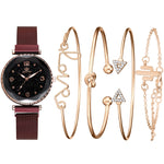 Women Watches Starry Sky Magnet Buckle Fashion Bracelet Wristwatch Roman Numeral Simple Clock Gift