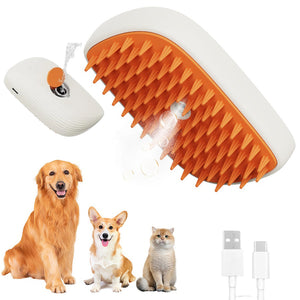 USB Rechargeable Pets Steam Brush Spray Massage