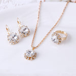 America Fashion Round Crystal Necklace Earrings Ring Set