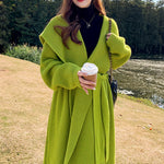 Green Alpaca Wool Sweater Coat