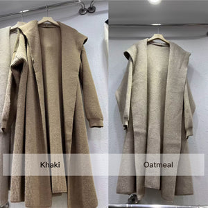 Green Alpaca Wool Sweater Coat