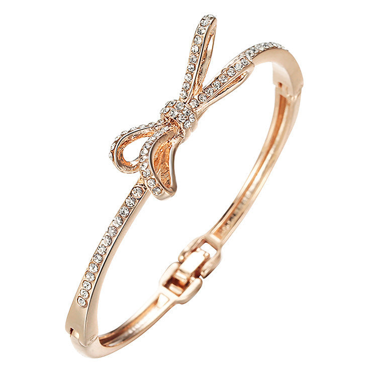 Women's Bracelets, Diamonds, Bows, Rose Gold