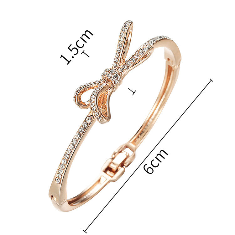 Women's Bracelets, Diamonds, Bows, Rose Gold